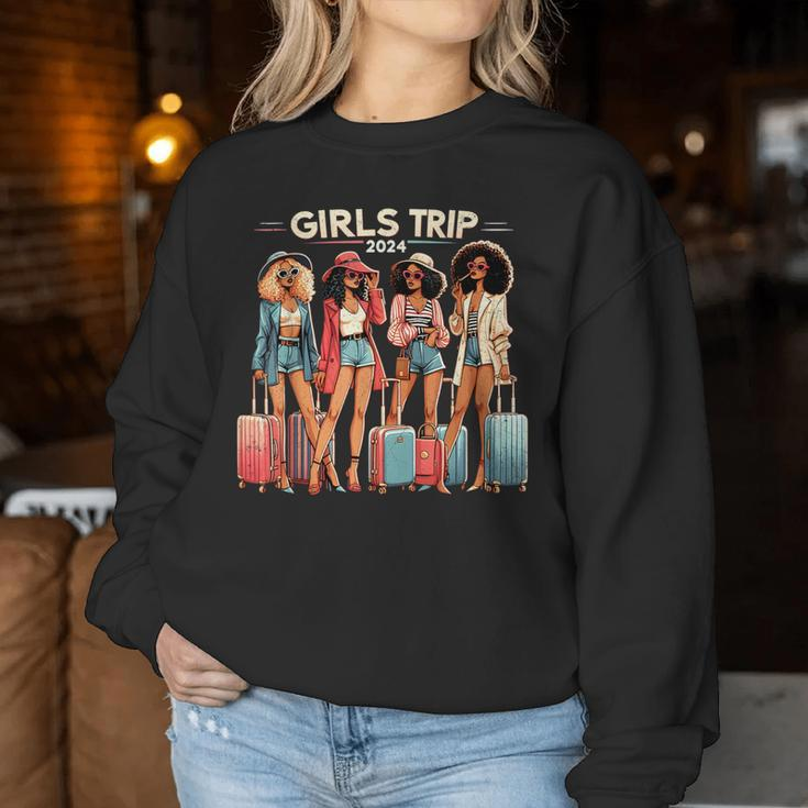 Girl's Trip 2024 Black Bestie Matching Black Vacation Women Sweatshirt Personalized Gifts