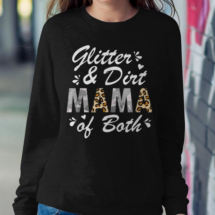 Glitter And Dirt Mom Of Both Leopard And Camo Mama Of Both Women Sweatshirt Unique Gifts