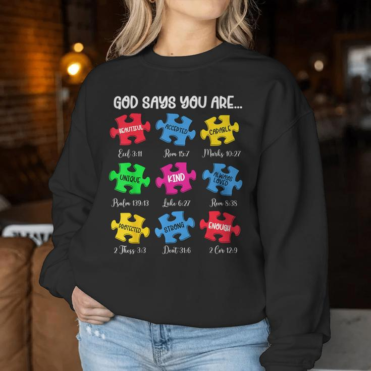 God Says You Are Bible Verses Christian Autism Awareness Women Sweatshirt Unique Gifts