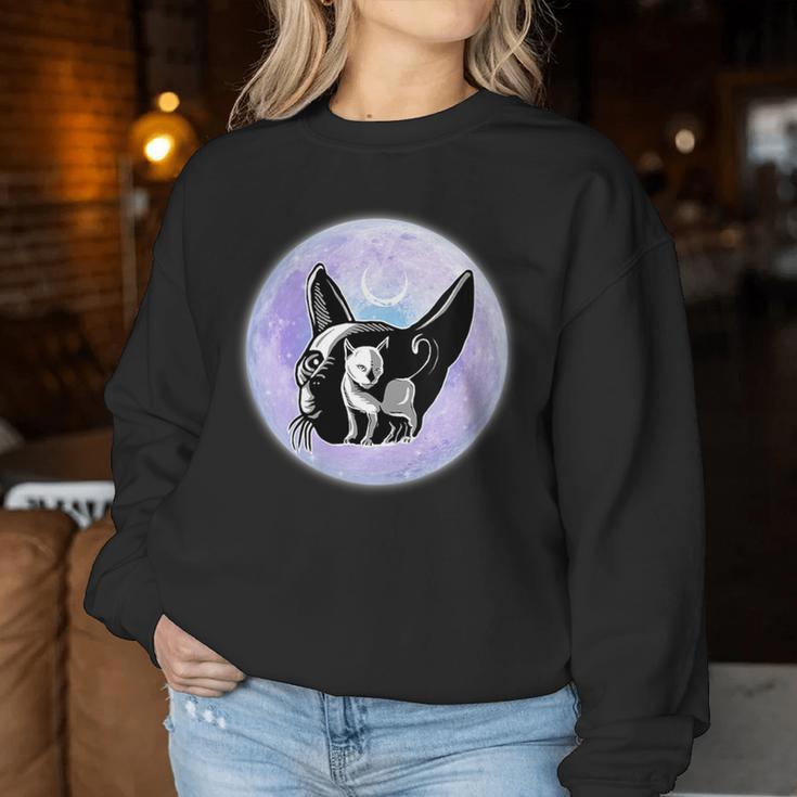 Gothic Cats Full Moon Aesthetic Vaporwave Women Sweatshirt Unique Gifts