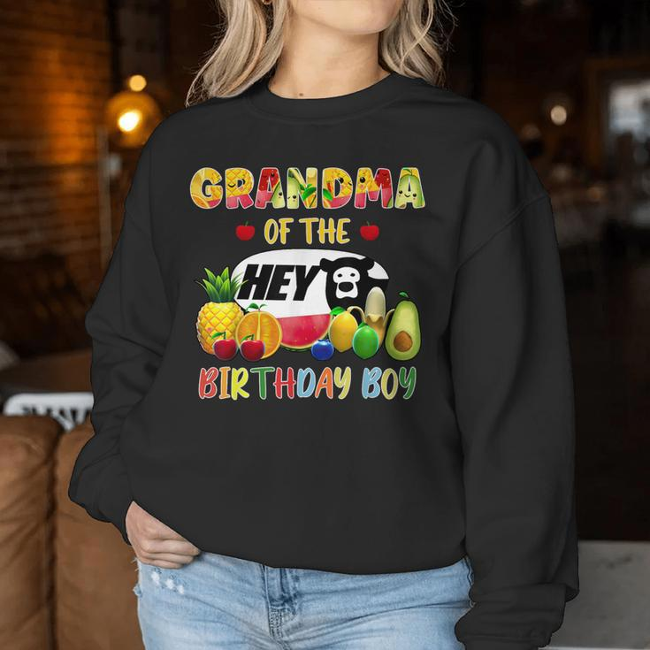 Grandma Of The Birthday Boy Family Fruit Hey Bear Birthday Women Sweatshirt Funny Gifts