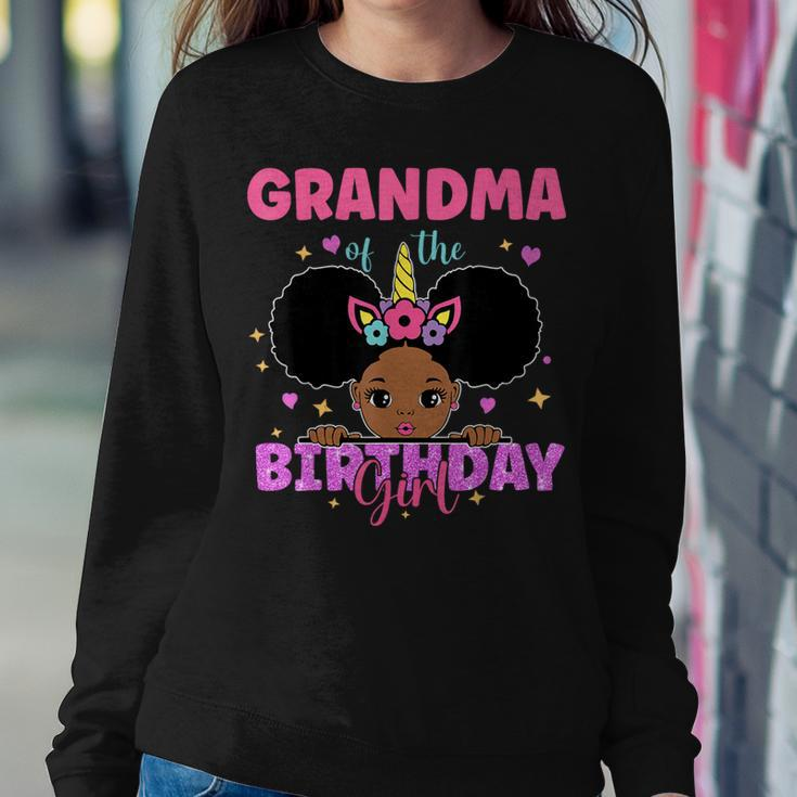 Grandma Of The Birthday Girl Melanin Afro Unicorn Princess Women Sweatshirt Personalized Gifts
