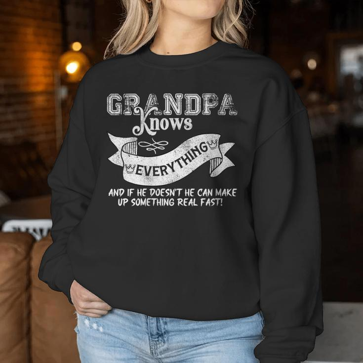 Grandpa Knows Everything Vintage Father's Day Women Sweatshirt Unique Gifts