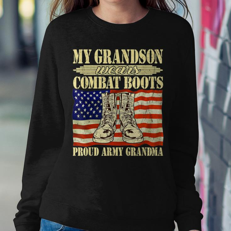 My Grandson Wears Combat Boots Military Proud Army Grandma Women Sweatshirt Unique Gifts