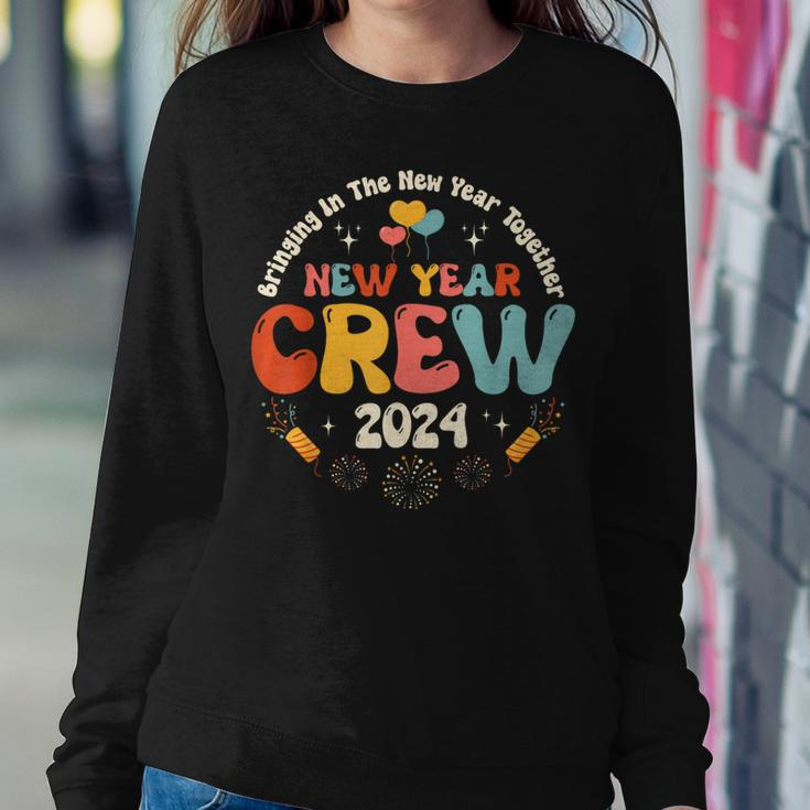 Groovy 2024 New Year's Crew Family Couple Friends Matching Women Sweatshirt Personalized Gifts