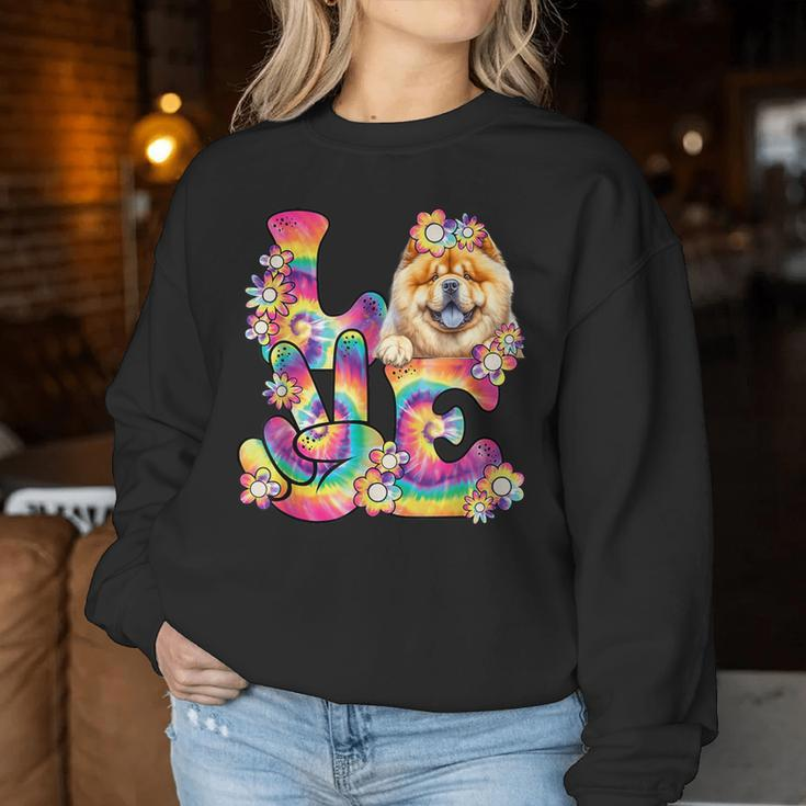 Groovy Love Chow Chow Tie Dye Dog Mom Dad Women Sweatshirt Unique Gifts