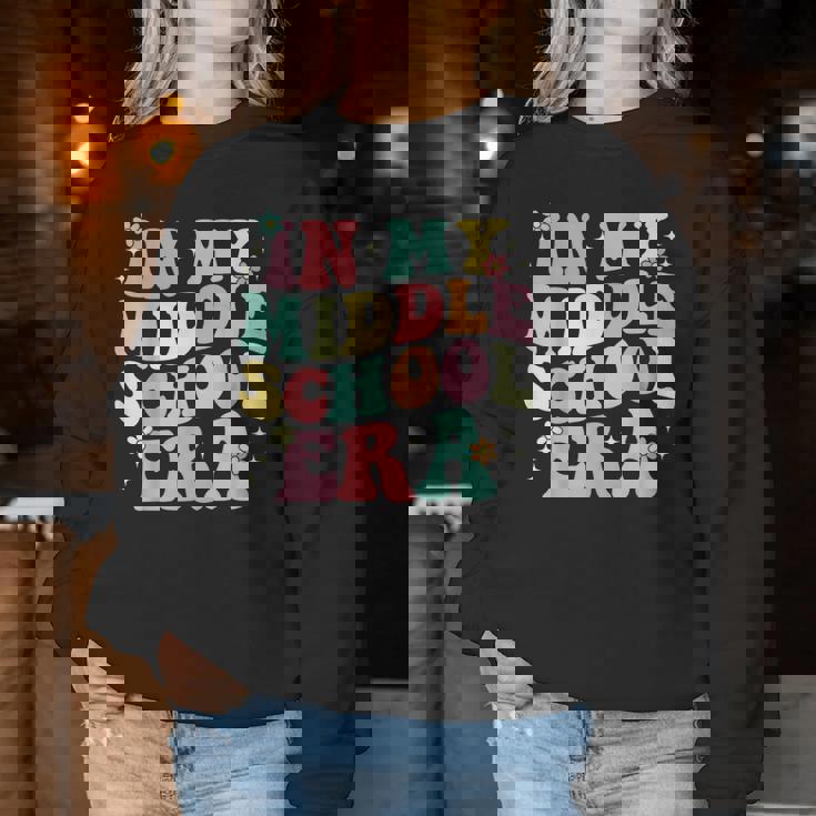 Groovy In My Middle School Era Back To School Teacher Women Sweatshirt Unique Gifts