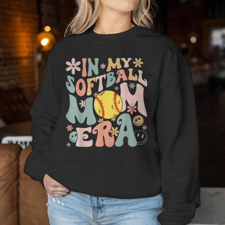 Groovy In My Softball Mom Era Mom Life Game Day Vibes Mama Women Sweatshirt Unique Gifts