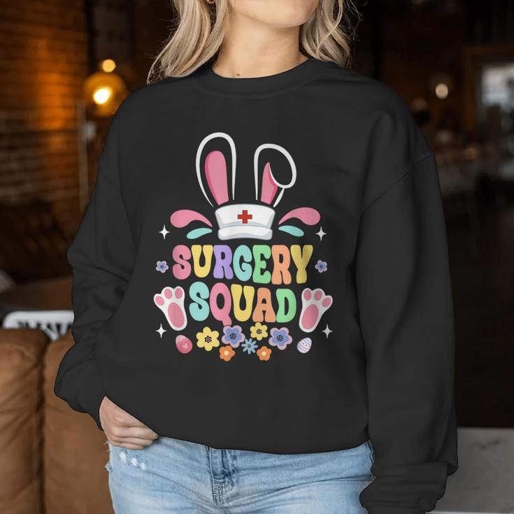 Groovy Surgery Squad Surgical Tech Nurse Bunny Ear Easter Women Sweatshirt Unique Gifts