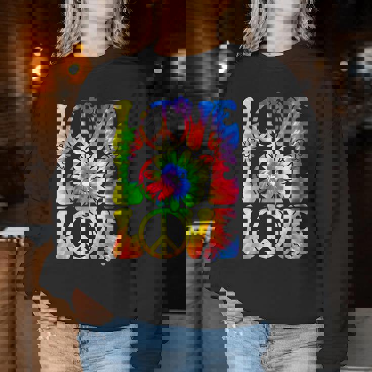 Groovy Tie Dye Love Retro 70'S Hippie Vintage 70S Costume Women Sweatshirt Unique Gifts