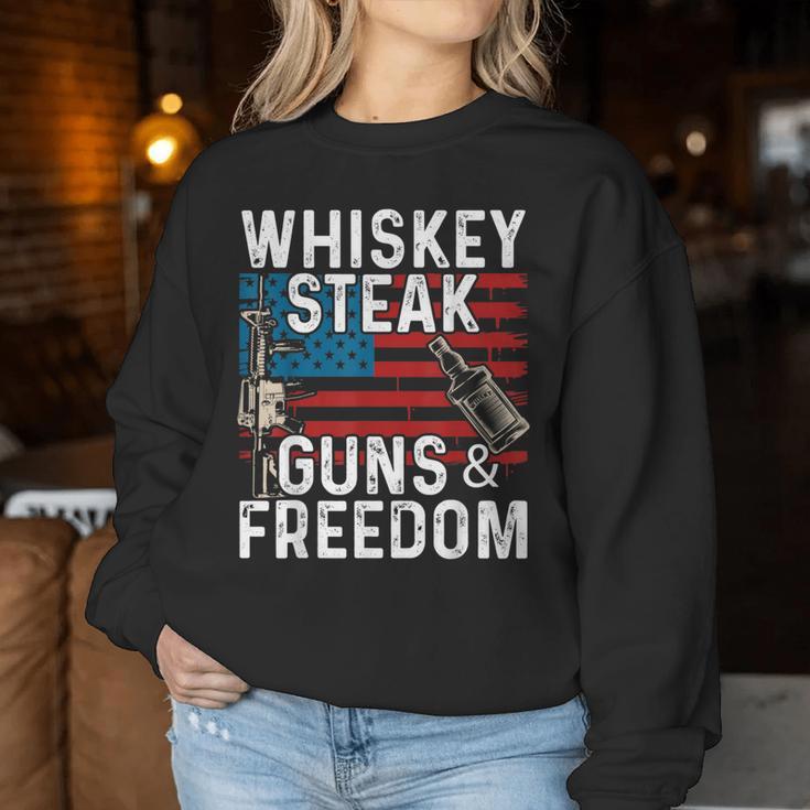 Guns Whiskey Steak Freedom Whiskey Bourbon Women Sweatshirt Unique Gifts