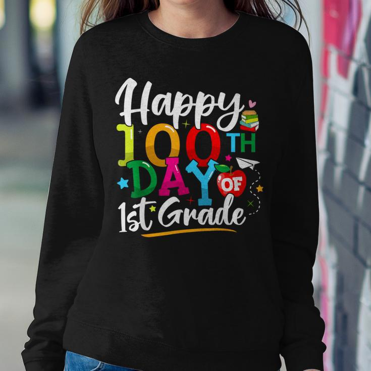 Happy 100Th Day Of First Grade 100 Days Of School Teacher Women Sweatshirt Unique Gifts