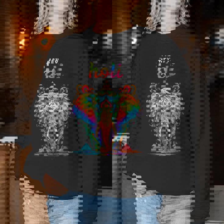 Happy Holi Festival India Hindu Colors Spring Woman Elephant Women Sweatshirt Unique Gifts