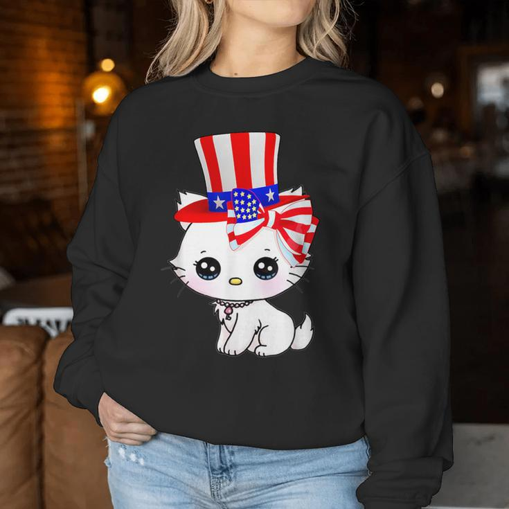 Happy July 4Th Usa Flag Cat Dad-Dy Mom-My Boy Girl Women Sweatshirt Unique Gifts