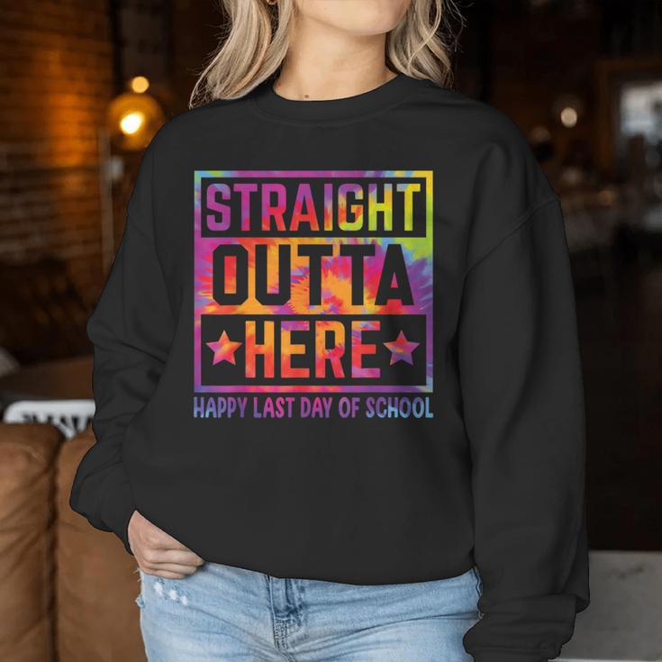 Happy Last Day Of School Teacher Straight Outta Here Women Sweatshirt Unique Gifts