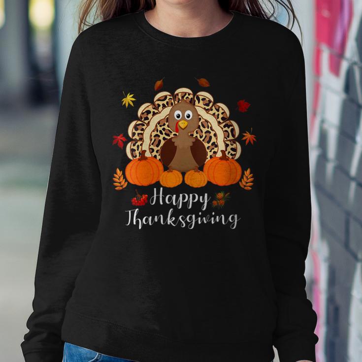 Happy Thanksgiving Turkey Day Leopard Print Pumpkin Women Sweatshirt Unique Gifts