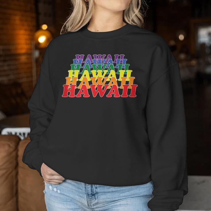 Hawaii State Gay Pride Rainbow Word Women Sweatshirt Unique Gifts