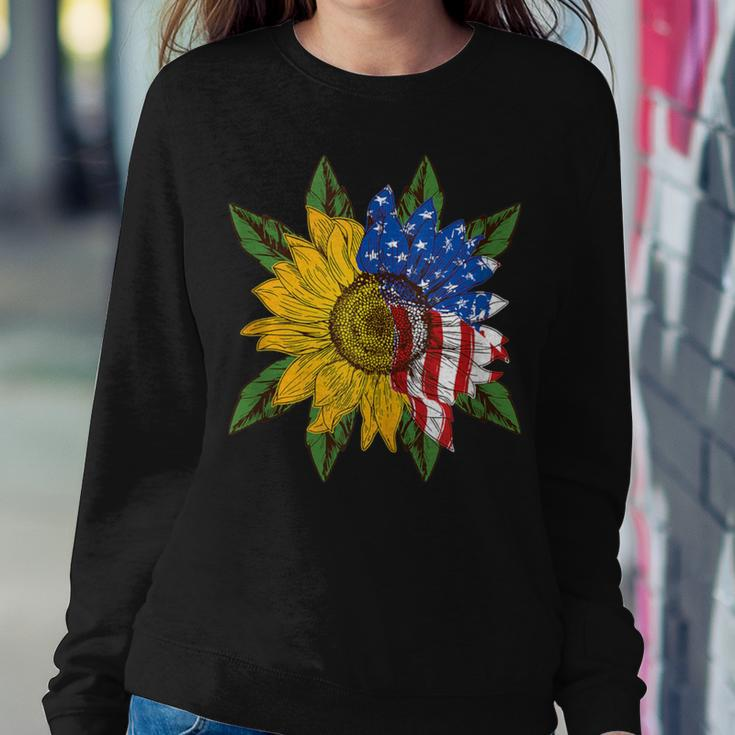Hippie Hippies Peace Sunflower American Flag Hippy Women Sweatshirt Unique Gifts