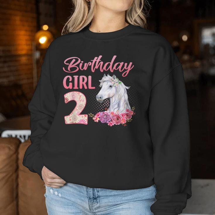 Horse Lovers 2Nd Birthday Girl Cute 2 Year Old Women Sweatshirt Unique Gifts