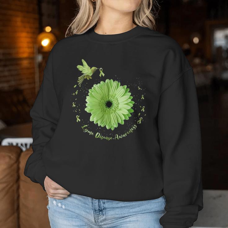 Hummingbird Sunflower Green Ribbon Lyme Disease Awareness Women Sweatshirt Unique Gifts