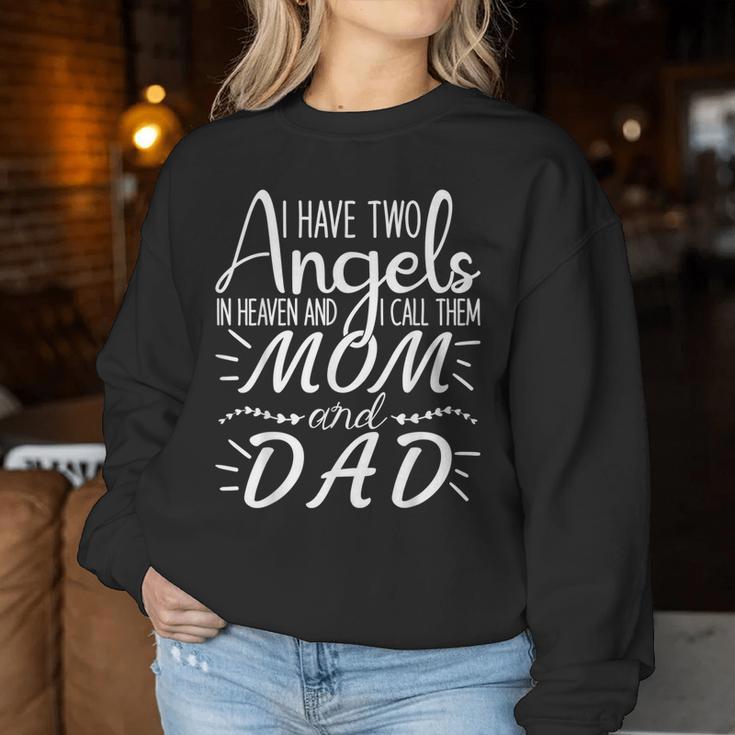 Ich Habe Zwei Engel Im Himmel Und Ich Nenne Sie Mama Und Papa Sweatshirt Frauen Lustige Geschenke