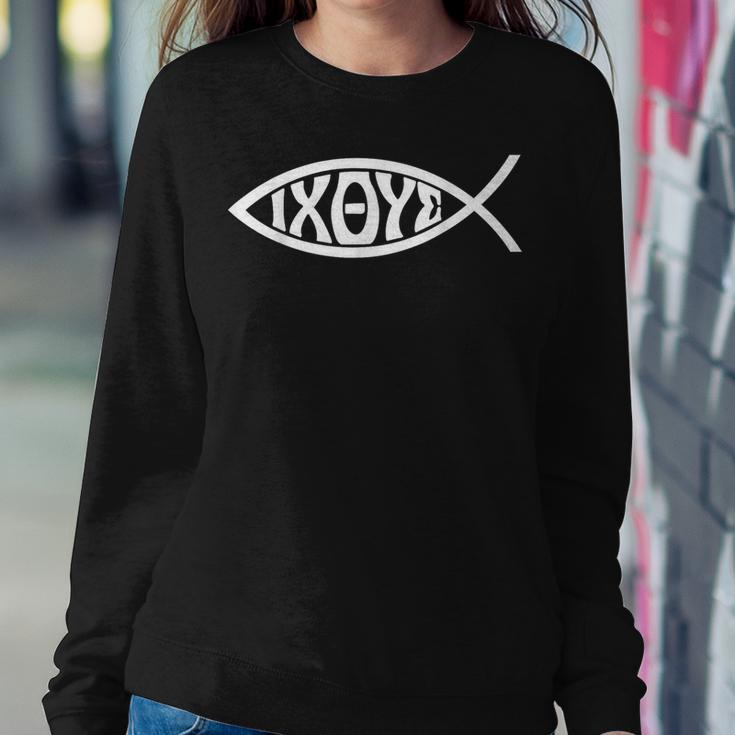 Ichthys Or Ichtus Ixoye Christian Fish Women Sweatshirt Unique Gifts