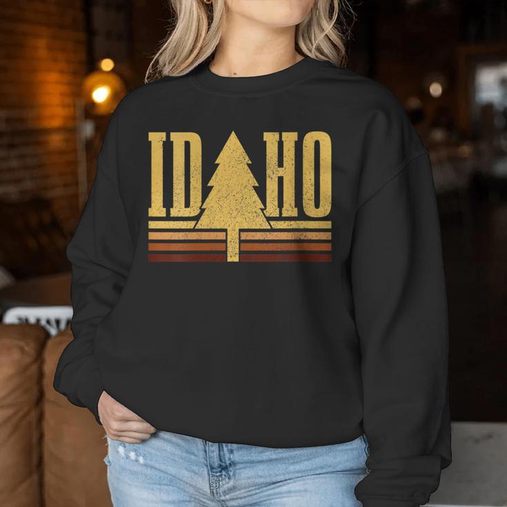 Idaho Vintage Tree State Pride Camping Hiking Idaho Women Sweatshirt Unique Gifts