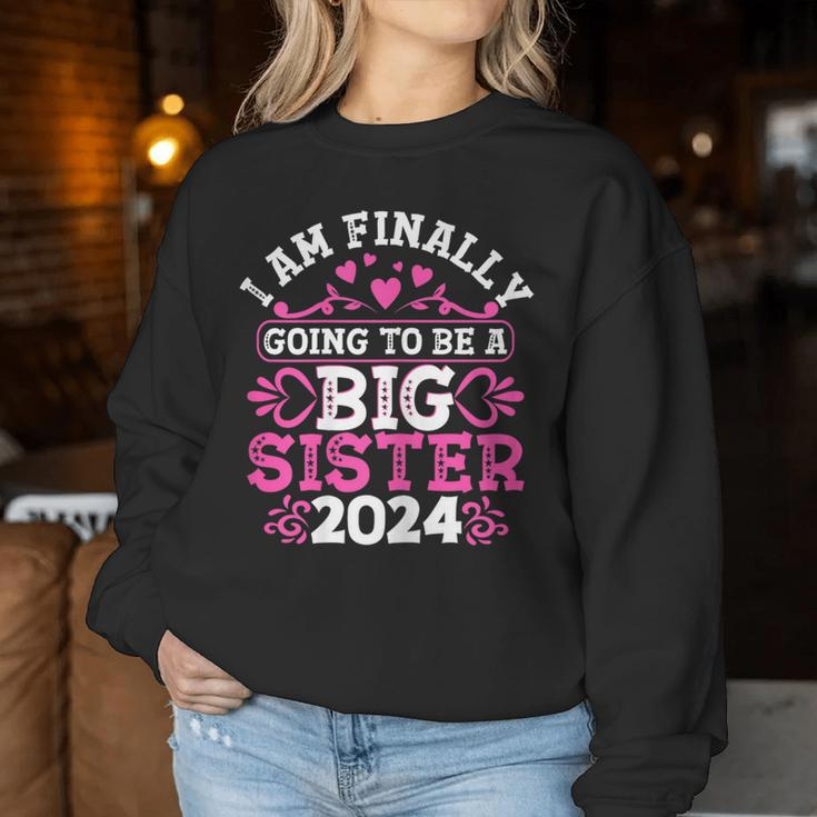 I'm Finally Going To Be A Big Sister 2024 Pregnancy Reveal Women Sweatshirt Unique Gifts