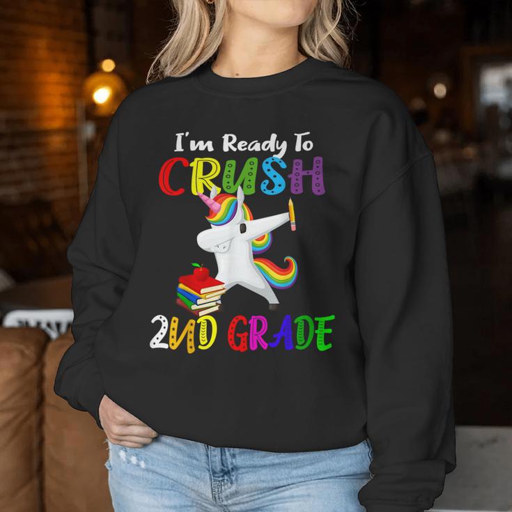 I'm Ready To Crush 2Nd Grade Second Grader Dabbing Unicorn Women Sweatshirt Unique Gifts