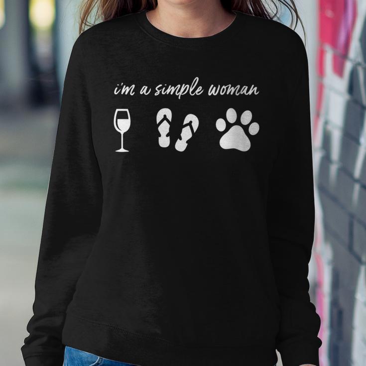 I'm A Simple Woman Wine Flip Flops Dog Paw Cute Women Sweatshirt Unique Gifts