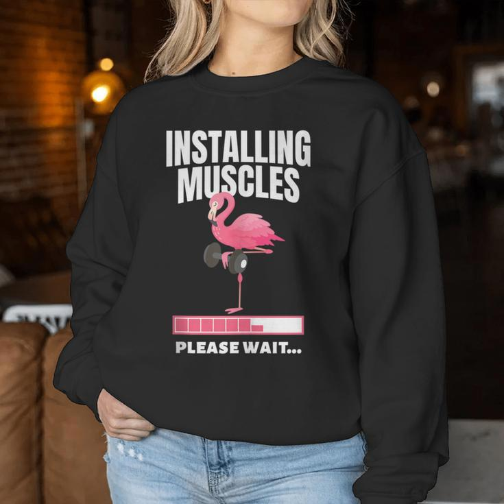 Installing Muscles Flamingo Exercise Fitness Motivation Women Sweatshirt Unique Gifts