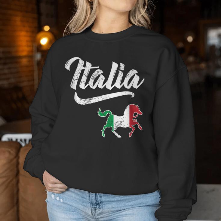 Italia Flag Horse Italian Italy Vintage Distressed Fade Women Sweatshirt Unique Gifts