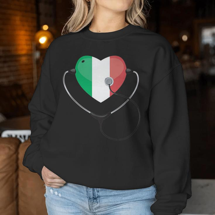 Italian Nurse Doctor National Flag Colors Of Italy Medical Women Sweatshirt Unique Gifts