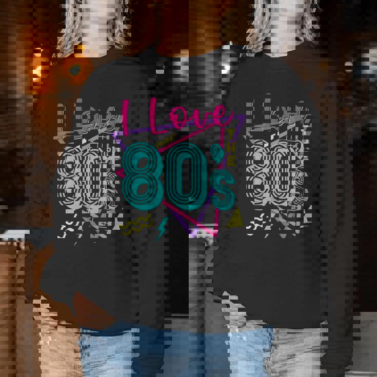 J'aime Les Années 80 I Love The 80S Women Sweatshirt Cadeaux drôles