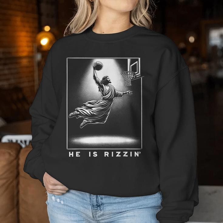 Jesus He Is Rizzin' Basketball Easter Christian Religious Women Sweatshirt Unique Gifts