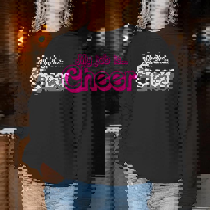 My Job Is Cheer Pink Retro Cheer Mom Girls Women Sweatshirt Personalized Gifts