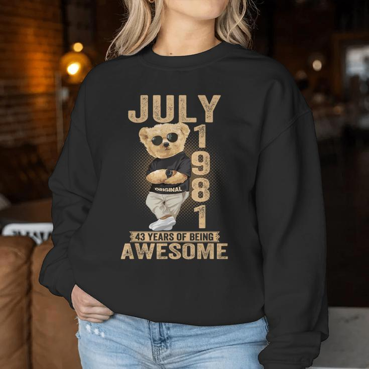 July 43Th Birthday 1981 Awesome Teddy Bear Women Sweatshirt Unique Gifts