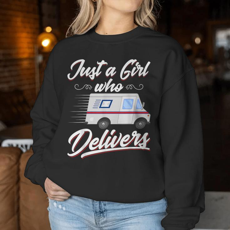 Just A Girl Who Delivers Postwoman Mail Truck Driver Women Sweatshirt Personalized Gifts