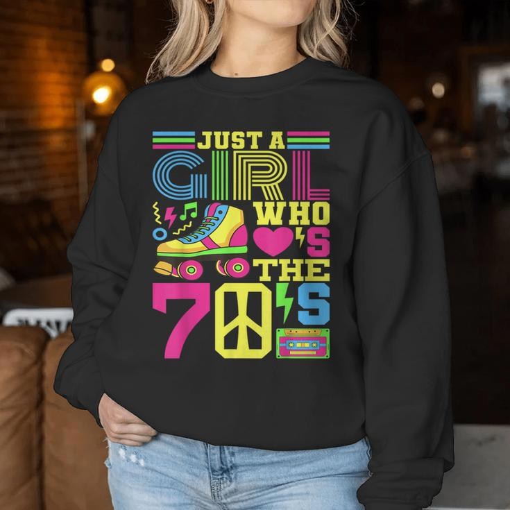 Just A Girl Who Loves The 70S Party 70S Outfit 1970S Costume Women Sweatshirt Personalized Gifts