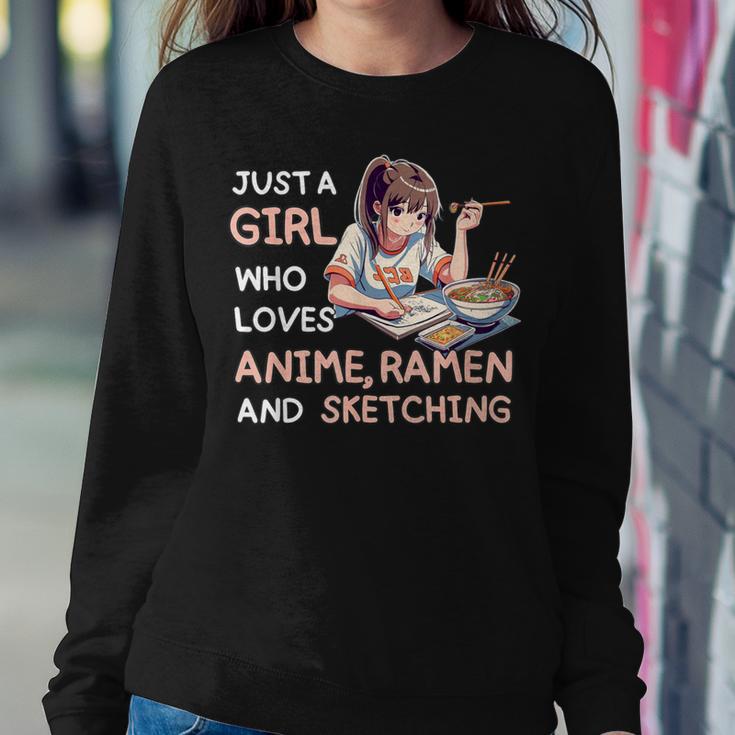 Just A Girl Who Loves Anime Ramen Sketching Anime Japan Women Sweatshirt Unique Gifts