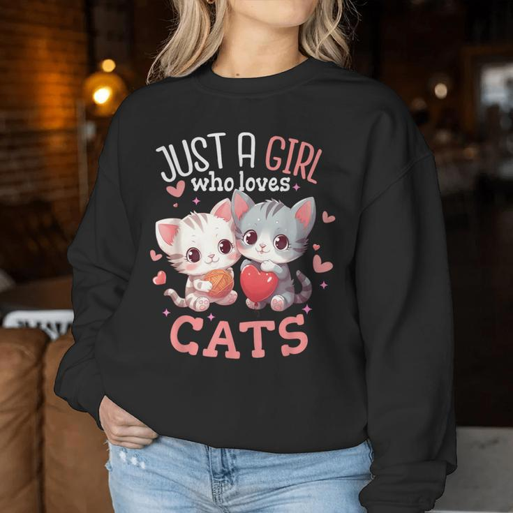 Just A Girl Who Loves Cats Cute Cat Lover Women Sweatshirt Unique Gifts