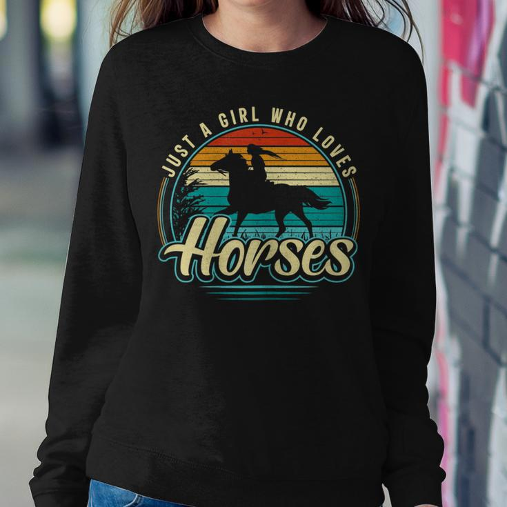 Just A Girl Who Loves Horses Vintage Horse N Girls Women Sweatshirt Unique Gifts