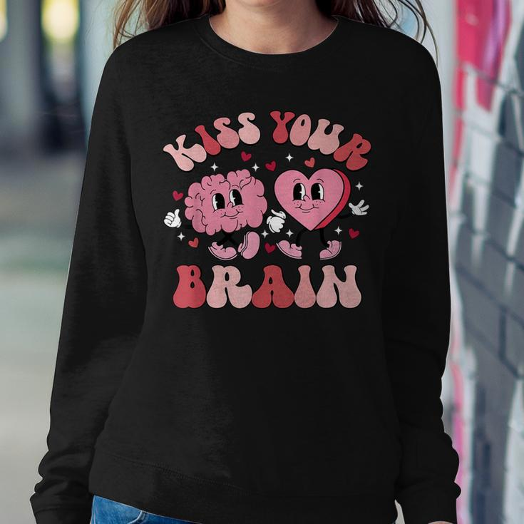 Kiss Your Brain Teacher School Counselor Valentine's Day Women Sweatshirt Unique Gifts