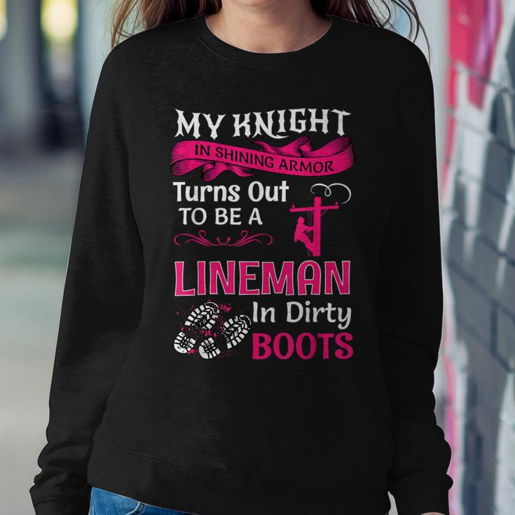 My Knight In Shining Lineman Wife Girls Women Sweatshirt Unique Gifts