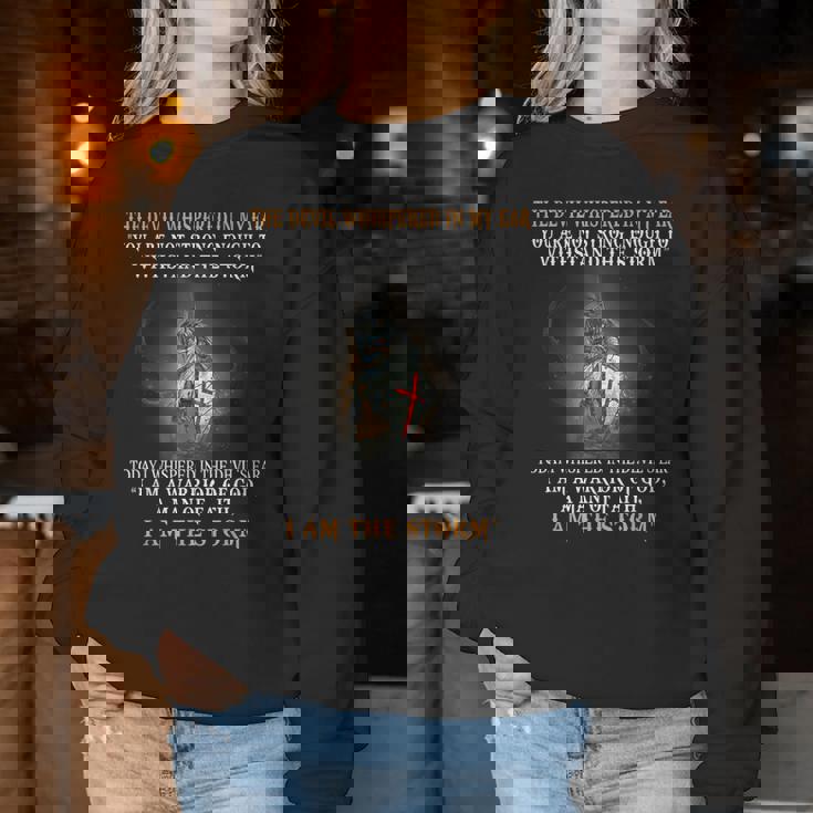 Knight Templar Christian Warrior Devil I Am The Storm Women Sweatshirt Personalized Gifts