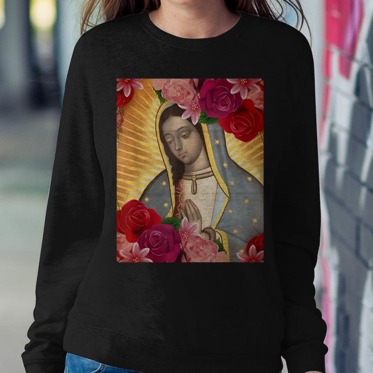Our Lady Of Guadalupe Rose Blessed Mother Mary Catholic Women Sweatshirt Unique Gifts