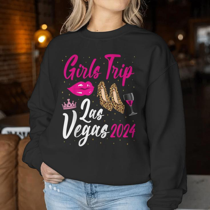 Las Vegas Girls Trip 2024 Leopard Bachelor Birthday Party Women Sweatshirt Funny Gifts