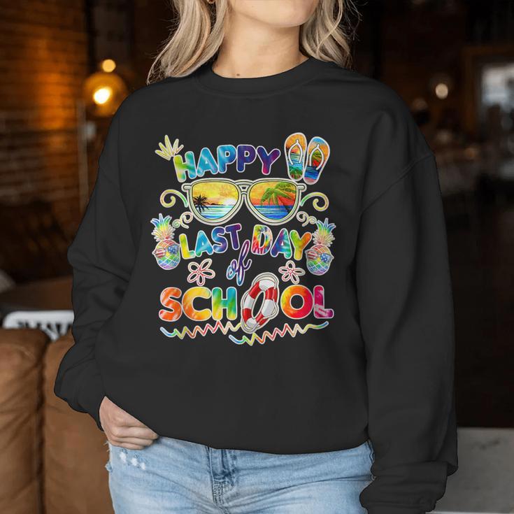 Last Day Of School For Teacher Off Duty Tie And Dye Women Sweatshirt Unique Gifts