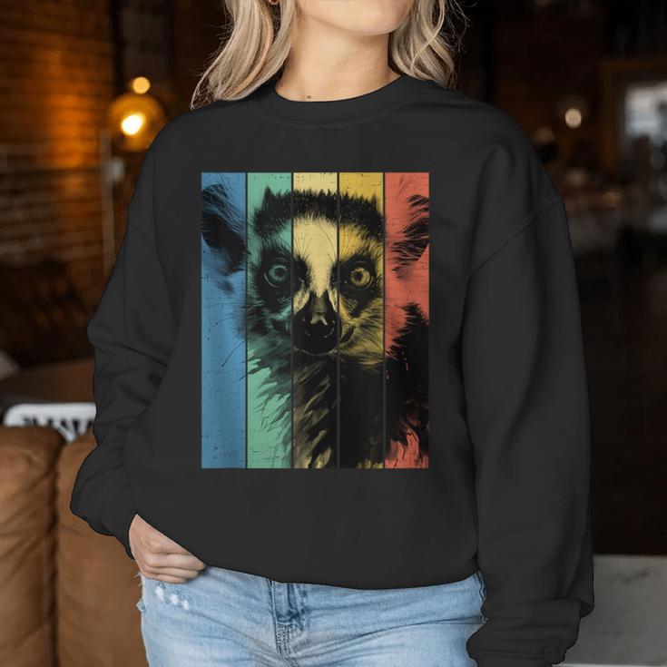 Lemur Porträtintage Stil Mama Papa Sweatshirt Frauen Lustige Geschenke