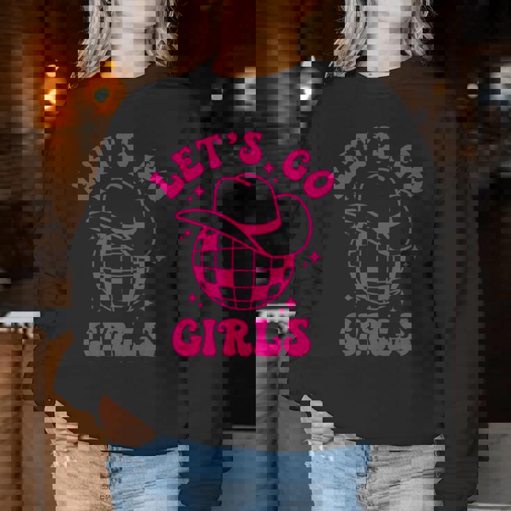 Let's Go Girls Team Bride Cowgirl Hat Disco Bachelorette Women Sweatshirt Unique Gifts